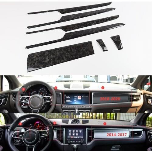 For Porsche Macan 14-20 Forge marble Real Carbon Fiber Car Interior Moldings Console Gear Shift Panel and Side Strip Cover Trim