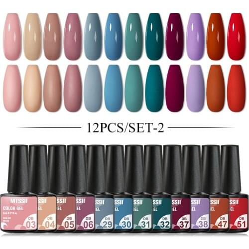 Mtssii Gel Nail Polish Set 12/8PCS Mix Color Nail Kit For Manicure Nail Polish Vernis Semi Permanent UV Lamp Gellak Nail Kit