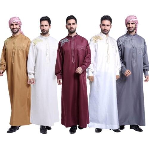 Jubba Thobe for man Muslim Clothing Adult Dubai Kaftan Embroidery Arab Dubai Indian Middle East Islamic Man Robes Plus Size 3XL