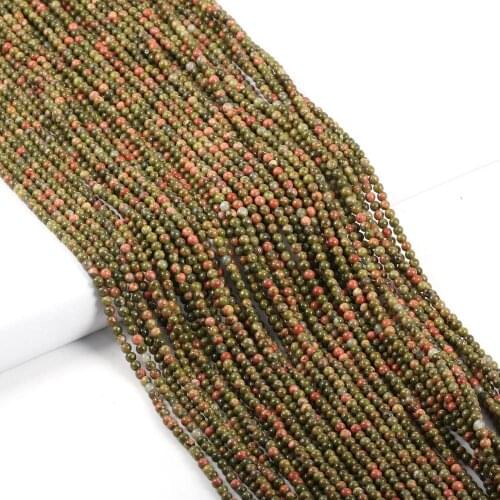 Natural Stone Punch Loose Beads Unakite Beads for Charms Jewelry Accessories Making Female Craft Bracelet Necklace