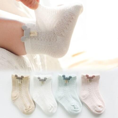 3 Pairs / Lot Newborn Baby Socks Cartoon Socks Cotton Thin Section Mesh Socks Boys Girls Children Boneless Socks