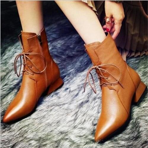 New autumn and winter womens boots in the tube with thick boots with pointed toe boots with high quality boots women