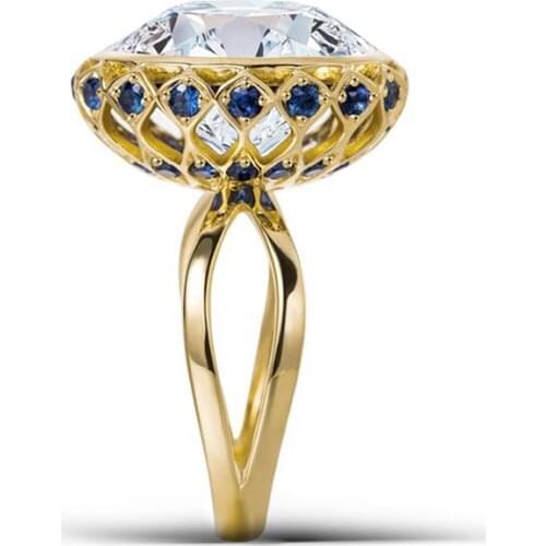 7CTW 14mm Oval Cut Engagement&Wedding Moissanite Natual Sapphire Ring Double Halo Ring Genuine 14K 585 Yellow Gold for Women