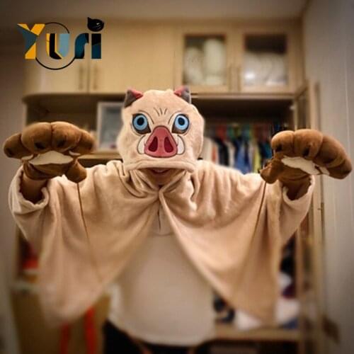 Yuri Demon Slayer Kimetsu no Yaiba Hashibira Inosuke pig cloak Japanese Lovely cape shawl cute daily cosplay cos gift new C