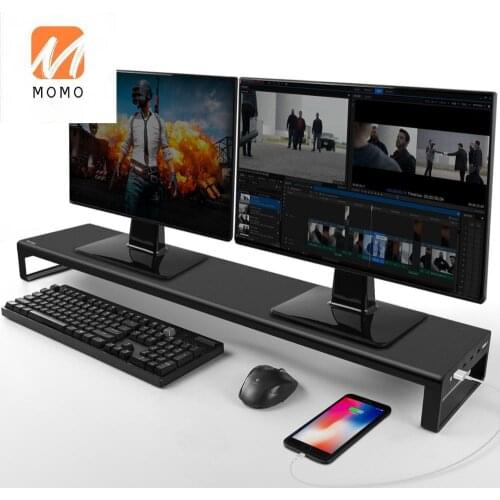 Dual Monitor Stand Holder Metal Riser with USB 3.0 Hub Ports Support Transfer Data,Keyboard and Mouse Storage Desk