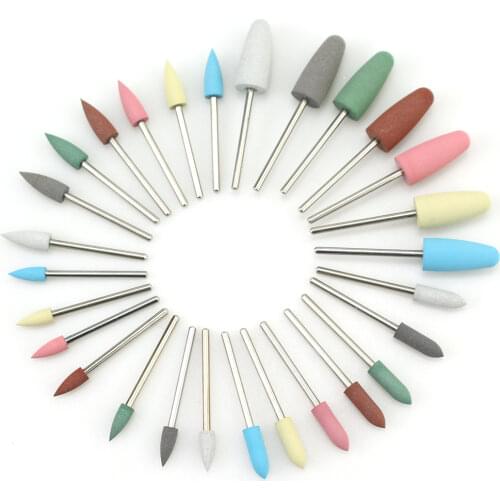 28 Types Rubber Silicone Nail Drill Bit Nail Buffer Rotary Burr Mills Cutter for Manicure Drill Accessories Foot Polishing Tools