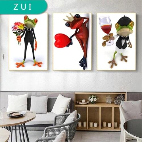 Romantic Frog Posters and Prints Animal Canvas Painting Scandinavian Modern Minimalist Nordic Art for Baby Kids Room Home Decor