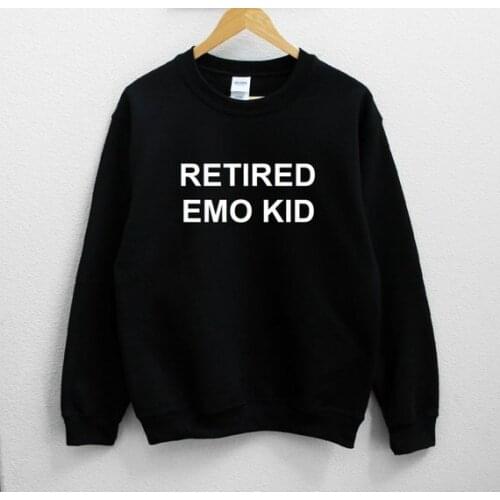 Sugarbaby Retired Emo Kid Unisex Sweatshirt Long Sleeve Fashion Casual Tops Crew Neck Unisex Fashion Sweatshirt Drop ship