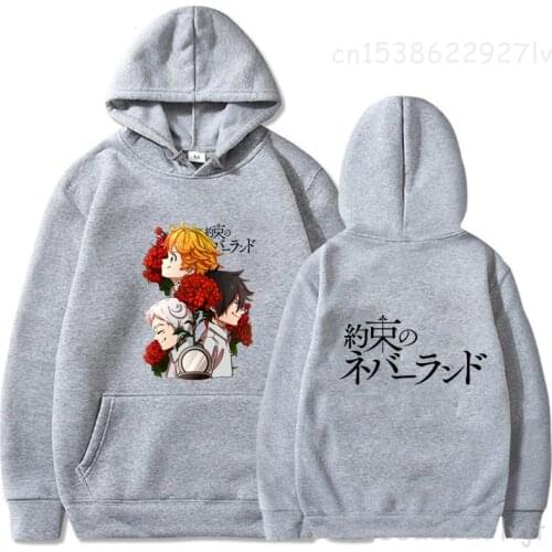 The Promised Neverland Anime Hoodie Long Sleeve Loose Hip Hop Unisex Aesthetic Camisas Mothers Day Hoodies