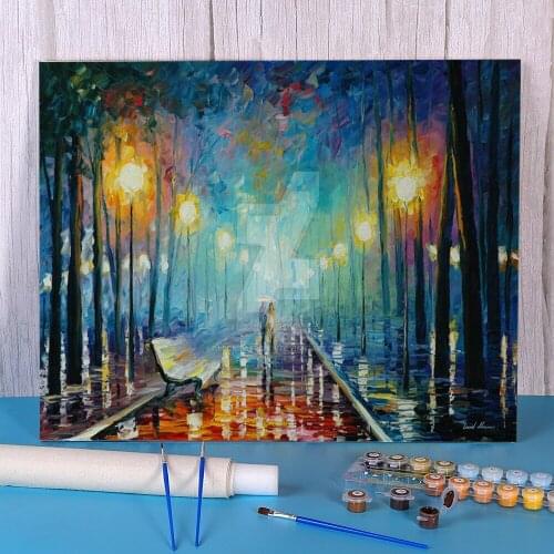 Misty Night Park Painting By Numbers Package Acrylic Paints 40*50 Picture By Numbers Photo Decorative Paintings For Wholesale