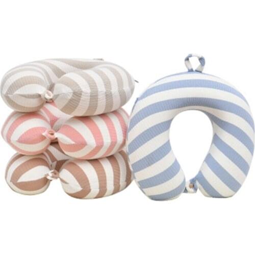 Memory Foam U Type Pillow Striped Knitted U-shaped Pillow Neck Z-Pillow Travel Pillow Slow Rebound Memory Cotton Pillow