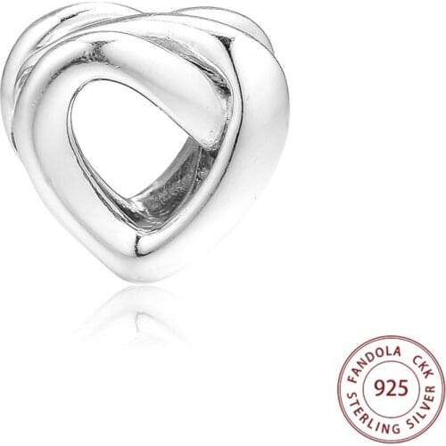 Knotted Heart Charm Fits Pandora Bracelet 925 Sterling Silver Metal Beads for Jewelry Making Women Accessories Bijoux