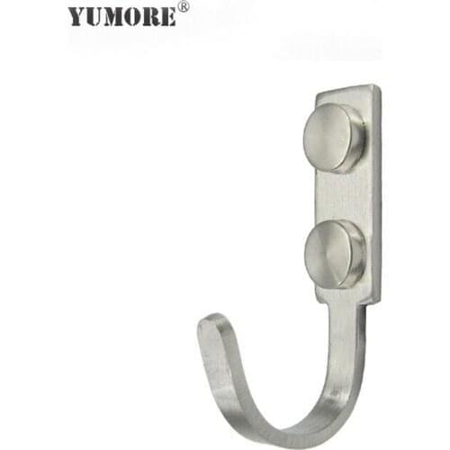 YUMORE 10pcs/lot Coat Hangers Robe Hook For Wall Stainless Steel Towel Coat Hat HangingHook Door Hook Bathroom Hardware