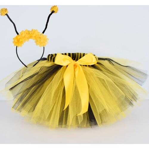 Yellow/Black Fluffy Tutu Skirt Baby Birthday Party Bee Cosplay Costume Dance Ballet Tulle Skirt Newborn Photo Props 0-12Y