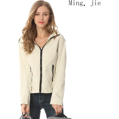 2020 Jacket Women Spring and Autumn New Light and Thin European and American Slim Stand-up Collar Short Windbreaker