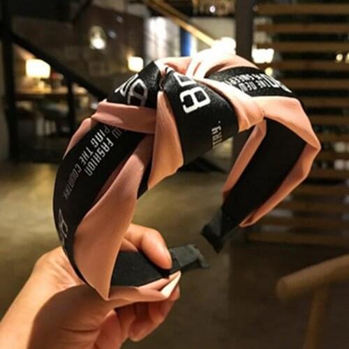 Women Vintage Knot Hairband Letters Print Headbands Women Hair Accessories Top Bow Knotted Head Band Adults Headdress Headband