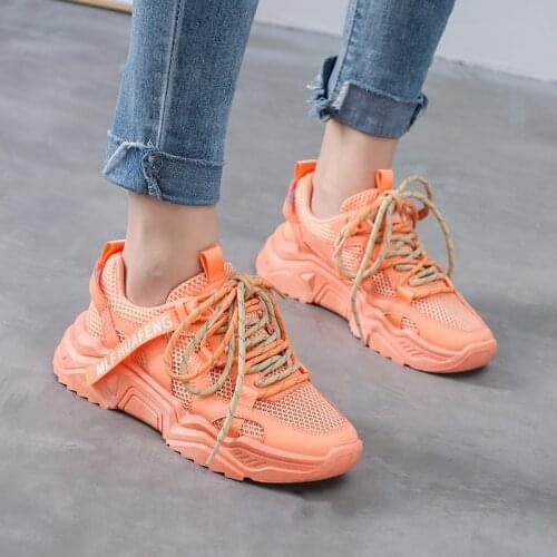 Brand Design Chunky Sneakers 2020 Trendy Women Dad Shoes orange mesh Summer Chunky Shoe Height Increase Womens Sneaker