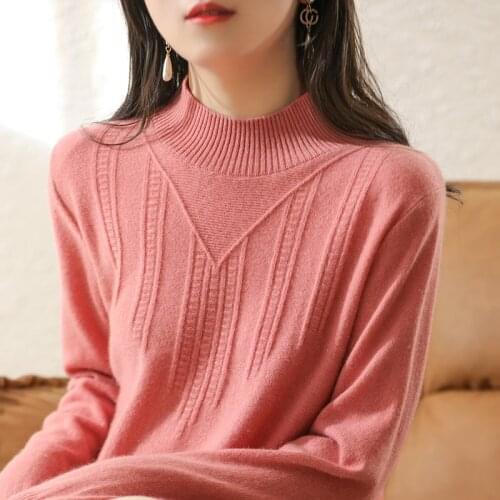 Women Sweaters 100% Pure Wool Knitted Pullovers 2021 New Arrival Oneck Knitwears Long Sleeve Soft&Warm Female Jumpers