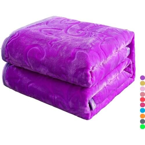 Winter Flannel Blankets Soft Warm Solid Embossed 300GSM Thicken Coral Fleece Bedspread Sofa Cover Faux Fur Throw Blankets
