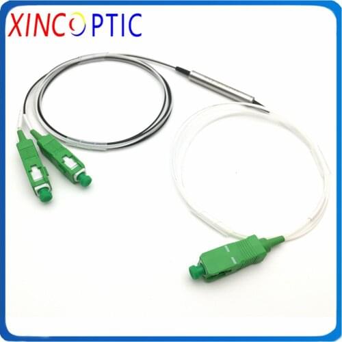 1*2 Steel Tube FWDM Filter 1310/1550/1490nm,0.9mm 1M Fiber Optic Wavelength Division Multiplexer with SC/LC/FC/ST APC Connector