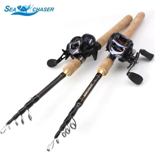 1.8M-2.7M wooden handle Carbon Fiber M power lure rod Casting Rods and Casting Reels Fishing Set Travel Tackle fishing set
