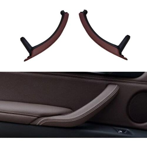 1PCS ABS Car Interior Door Handle with Leather Outer Cover Inner Handle Assembly for BMW X5 X6 E70 E71 E72 2007-2013