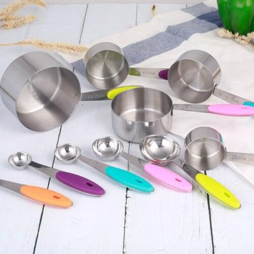 10-piece stainless steel measuring cup and measuring spoon Measuring spoon set With silicone insulation pad Baking tools