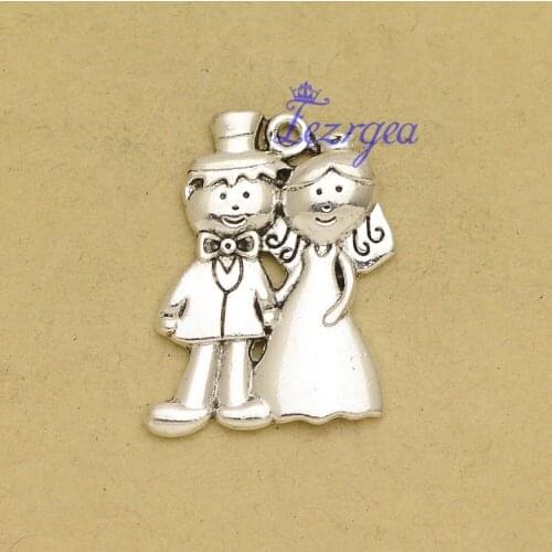 10pcs--32x23mm, Wedding Charms, Antique silver plated wedding charm/pendant. DIY supplies, jewelry making