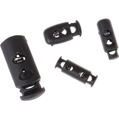 10Pcs Black Push Cord Lock Spring Clasp Plastic Stoppers Ends Toggles Clips