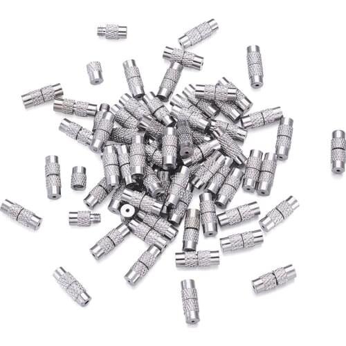 100pcs Platinum Column Brass Screw Clasps Jewelry Findings for Jewelry Making DIY ,12x4mm, Hole: 1mm