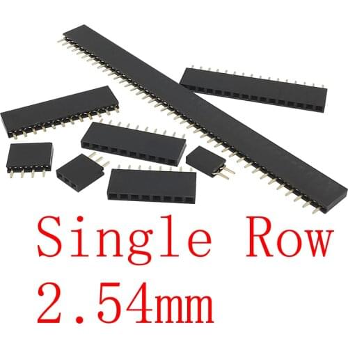 100Pcs Pitch 2.54mm 2P-40Pin Straight Single Row Female Socket PCB Board Pin Header Connector Strip Pinheader for Arduino DIY