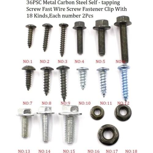 36PCS Mixed Car Self - tapping Screw Rivet Metal Fastener Nut M5 M6 M8 For All Auto Metal Rivets