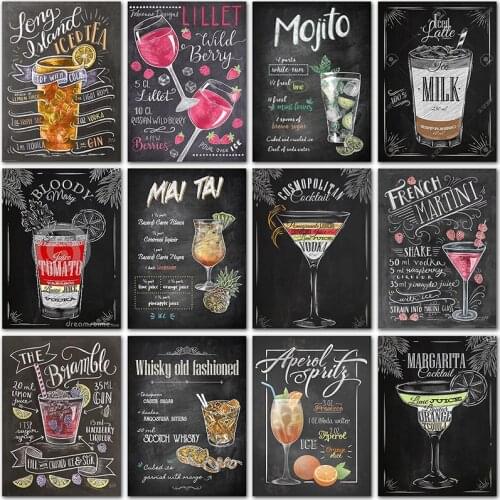 5D Diamond painting Blackboard text bar decor Red wine Full Square Diamond embroidery Cross stitch Full Round Diamond mosaic