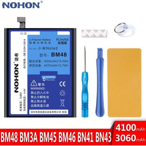 NOHON Battery For Xiaomi Mi Note 2 3 Redmi Note2 Note3 Note4 BM48 BM3A BM45 BM46 BN41 Replacement High Capacity Phone Batteries