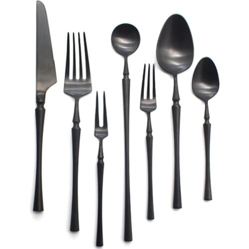 Black Cutlery Set 304 Stainless Steel Butter Knife Dessert Fork Spoons Western Dinnerware Tableware Set Kitchen Accessories