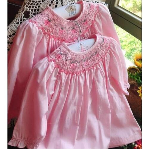 2020 autumn baby girls smocked embroidered dresses pary flower floral beautiful kids princess birthday party dress