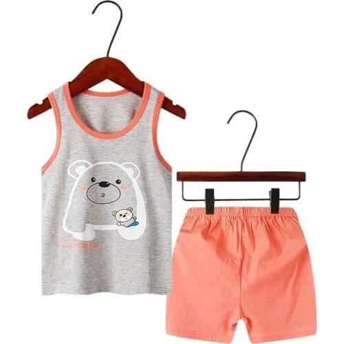 Baby Girl Clothes Toddler Boys Sleeveless T-shirt+shorts 2pcs Sets Cotton Children Summer Suits Infant Clothing Cartoon Outfits