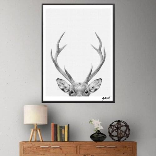 Canvas Antler Painting Nordic Animal Poster Abstract Wall Picture Waterproof Art Picture Decorative Frameless Posters Home Decor