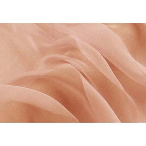 Howmay 100% pure silk fabric chiffon 5.5m/m 140cm 55" light orange pink 98# color for scarf dress scarf decoration