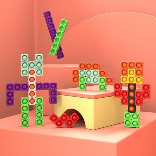 Large Particles Fidget Bricks Fidget Simple Dimple Toy DIY Building Blocks Silicone Stress Relief Educational Toy for Adult Kids