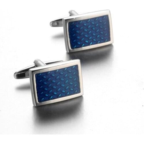 Julie Wang 1 Pair High-end Watch Cufflinks Real Clock Blue Square links Cufflings French Cuff links Nail Sleeve Button for Men