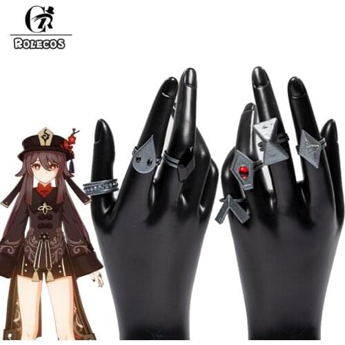 ROLECOS Genshin Impact Hutao Cosplay Rings Genshin Impact Hu Tao Rings Accessories Cosplay Props Full Set