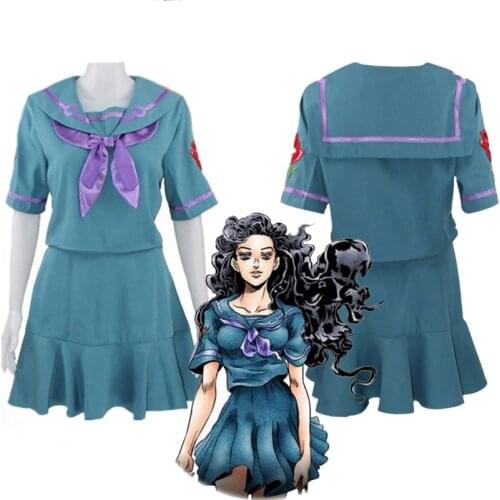 Anime JoJos Bizarre Adventure Cosplay Costumes Yamagishi Yukako Uniforms Set Women Dresses Sailor Suits Outfits Custom Clothes