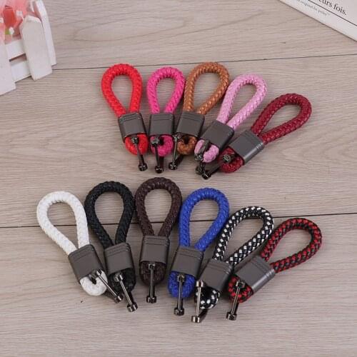 Leather Rope KeyChain For Car Hand Woven Horseshoe Buckle Key Rings Couple Auto Gift Detachable Metal Luxury Key Chains