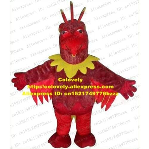 Red Phoenix Phenix Anivia Fenghuang Exerion FirePhoenix Parrot Macaw Mascot Costume Sharp Mouth Bright Black Eyes No.4489