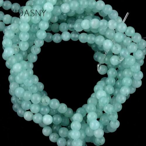 3mm 120pcs Light Blue Jades Beads Round Gem Stone Beads For Needlework Jewelry Making Handwork Necklace Bracelet Accessories 15"