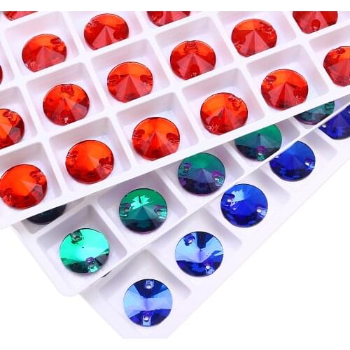 Round Rivoli Glass K5 Strass Sew On Rhinestones Crystal Fabric AB Flatback For DIY Rhinestones For Needlework Beads Accessories