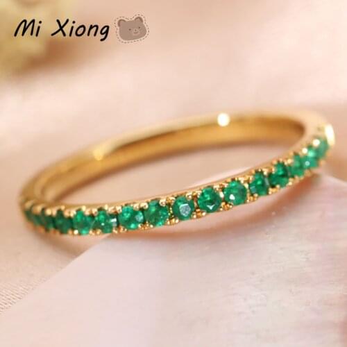 Mi Xiong s925 sterling silver diamond emerald ring customized exquisite charm ladies engagement brand jewelry