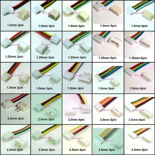 Micro Mini JST 1.25mm SH ZH PH 2.0mm XH 2.5mm 2/3/4/5/6/7/8/9/10/11/12P Male & Female Connector with Wired 10sets