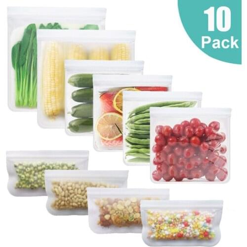 Reusable Food Storage Bag Silicone Food Storage Containers Leakproof Stand Up Zip Shut Bag Cup Fresh Bag Kitchen Supplies